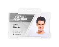 White Single-Sided Open Faced ID Card Holders - Landscape (Pack of 100)